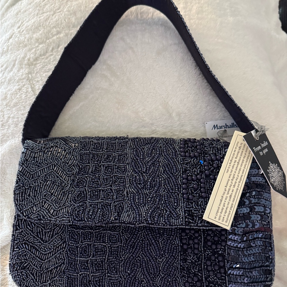 Elegant Blue Beaded Women's Bag